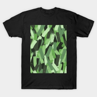 Painted Style Green Camo in Smudgy Brush Stroke Stripes T-Shirt